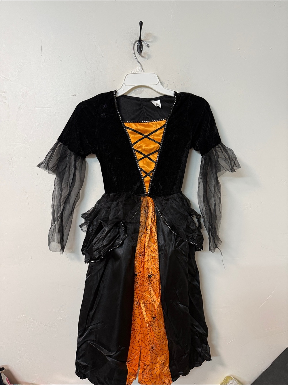 Black & Orange Halloween Lace-Up witch Dress